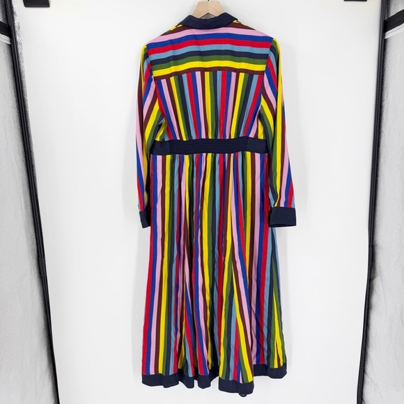 Boden Multicolor Rainbow Striped Midi/Maxi Shirt Dress 12 Petite Elegant Office - Picture 6 of 7
